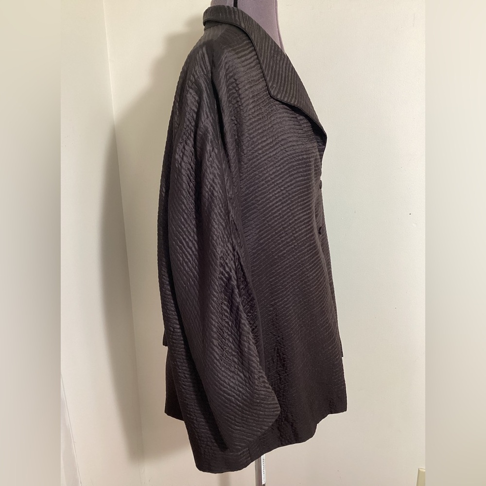 Eileen Fisher Silk Wool Crinkle Jacket Large - Picture 2 of 14